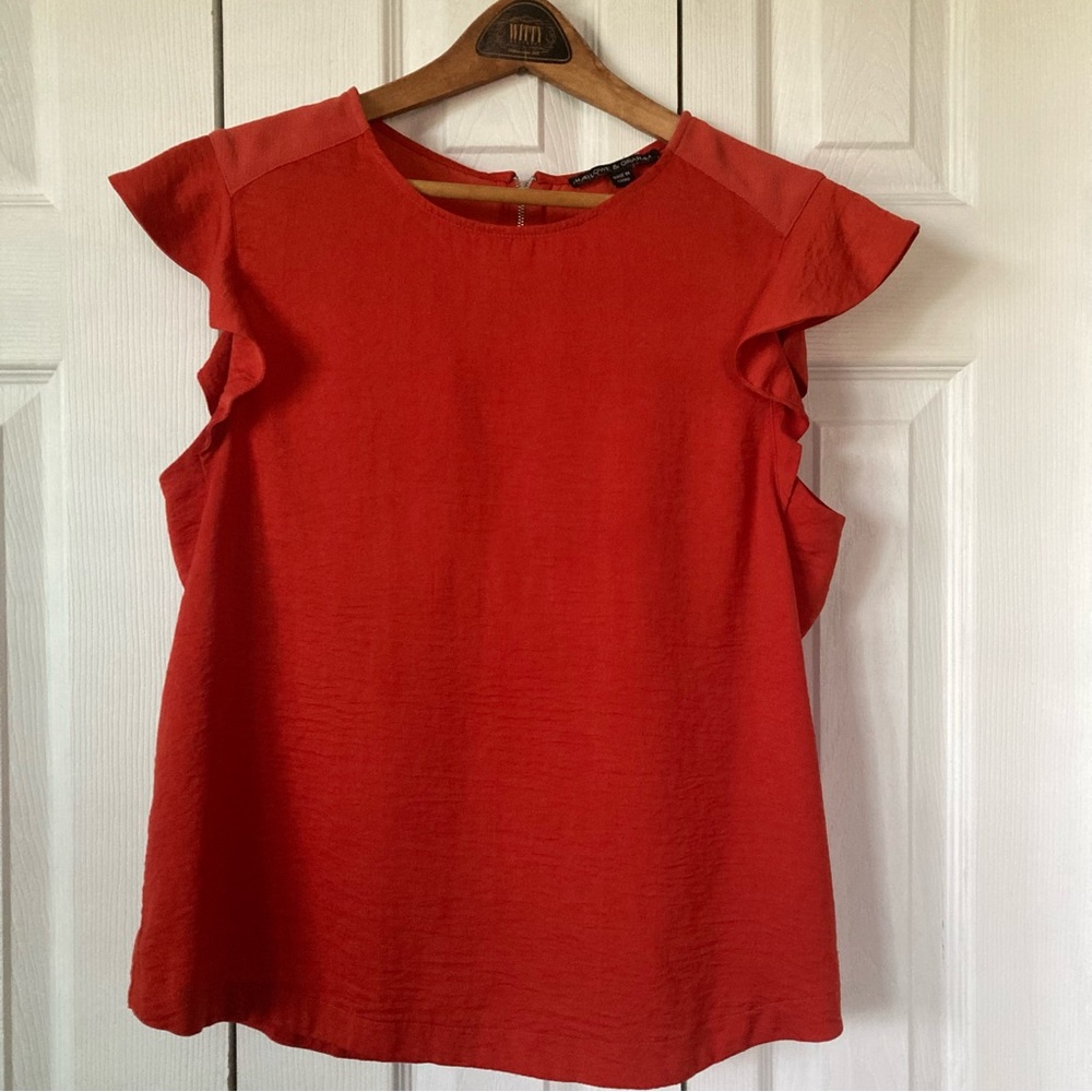 Harlowe & Graham Orange Ruffle Sleeve Blouse